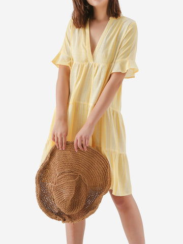 Sunny Stripe Tiered Midi Dress